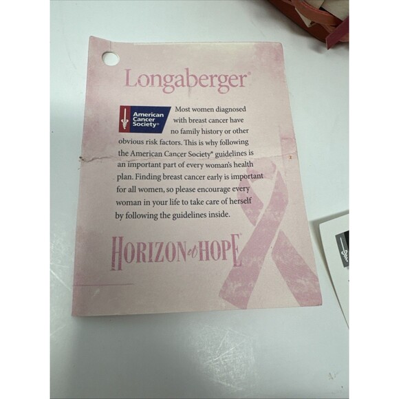 Longaberger 2012 Breast Cancer Horizon of Hope Basket Diamond Shape Lid Liner - Picture 2 of 14